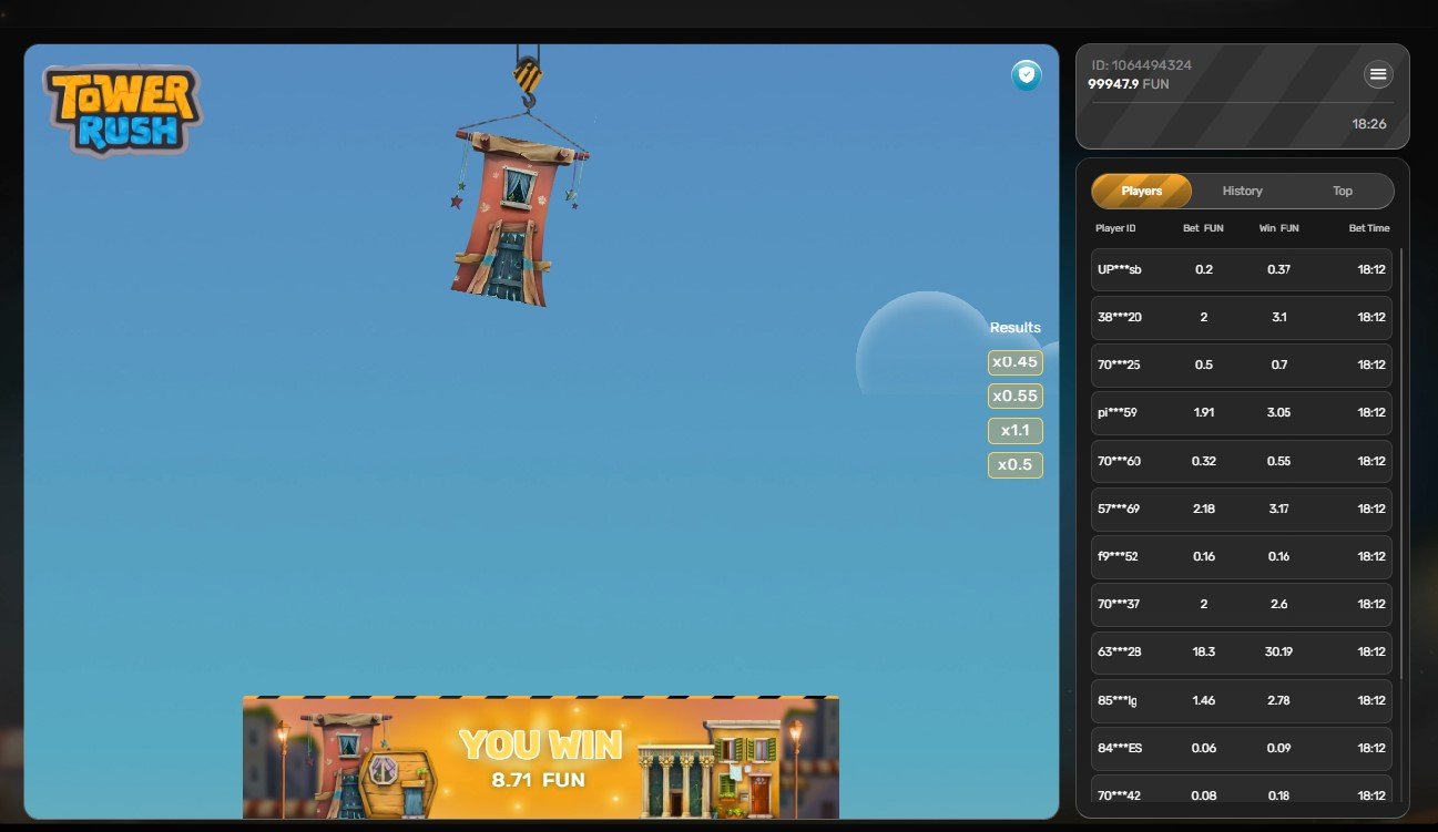 Vincite potenziali Tower Rush